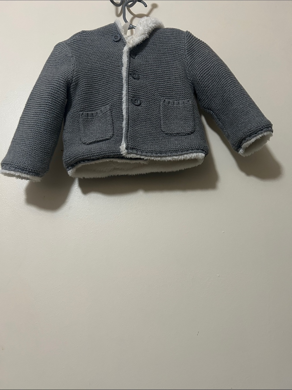 Carter's Gray Knit Jacket with Cream Sherpa Lining